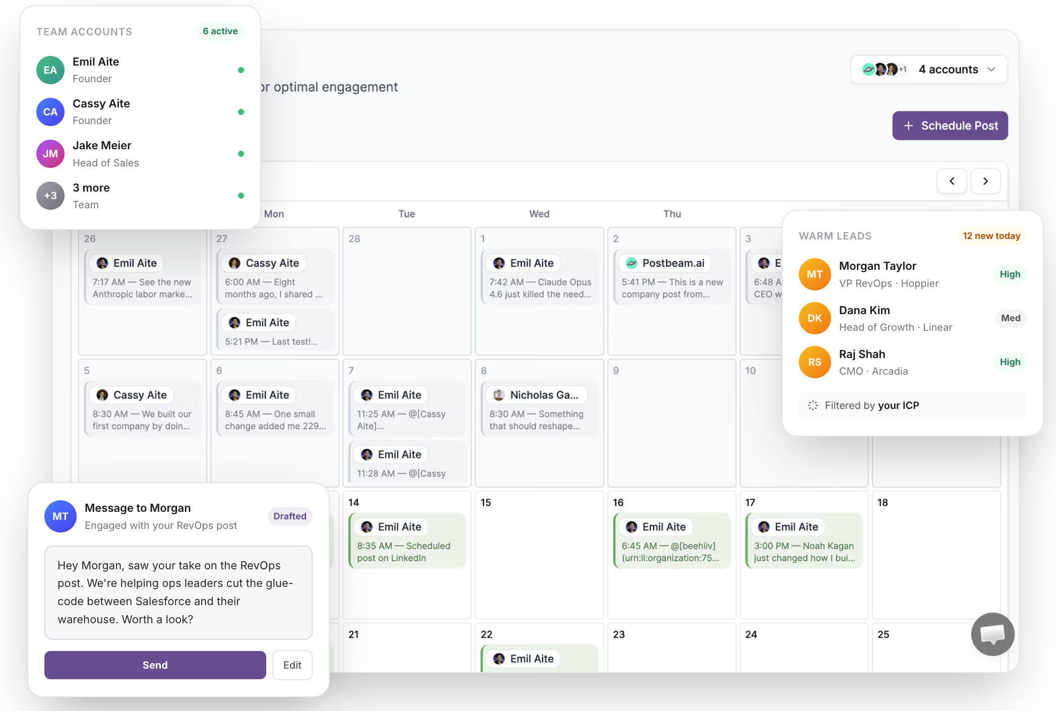 Postbeam schedule posts dashboard